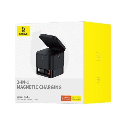 Ładowarka bezprzewodowa 2w1 Baseus BS-W531 MagSafe / Qi USB-C 20W - czarna Ładowarka bezprzewodowa 2w1 Baseus BS-W531 MagSafe / Qi USB-C 20W - czarna
