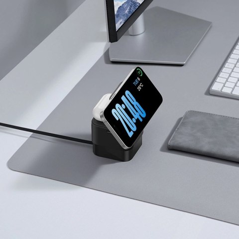 Ładowarka bezprzewodowa 2w1 Baseus BS-W531 MagSafe / Qi USB-C 20W - czarna Ładowarka bezprzewodowa 2w1 Baseus BS-W531 MagSafe / Qi USB-C 20W - czarna