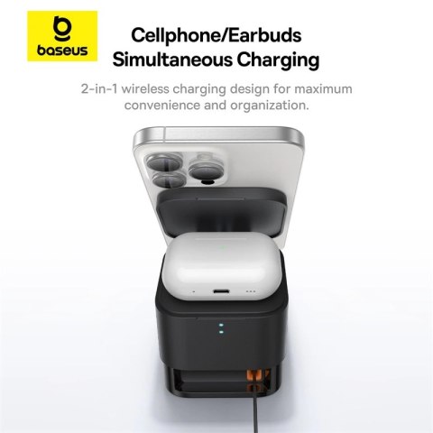 Ładowarka bezprzewodowa 2w1 Baseus BS-W531 MagSafe / Qi USB-C 20W - czarna Ładowarka bezprzewodowa 2w1 Baseus BS-W531 MagSafe / Qi USB-C 20W - czarna