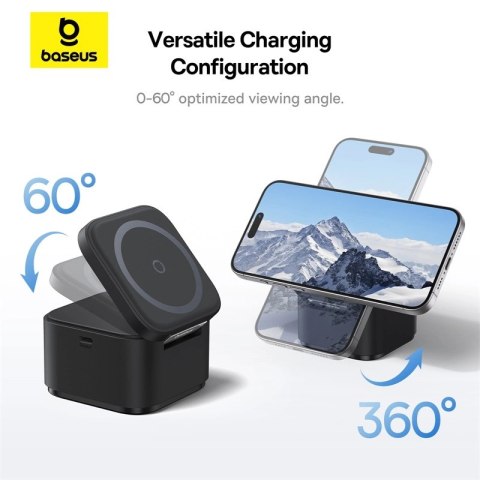 Ładowarka bezprzewodowa 2w1 Baseus BS-W531 MagSafe / Qi USB-C 20W - czarna Ładowarka bezprzewodowa 2w1 Baseus BS-W531 MagSafe / Qi USB-C 20W - czarna
