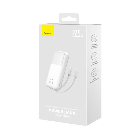 Powerbank Baseus Comet Series z wyświetlaczem 10000mAh 22.5W - biały + kabel USB-A - USB-C Powerbank Baseus Comet Series z wyświetlaczem 10000mAh 22.5W - biały + kabel USB-A - USB-C