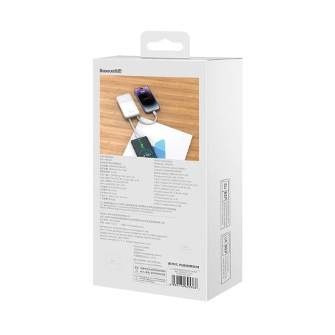Powerbank Baseus Comet Series z wyświetlaczem 10000mAh 22.5W - biały + kabel USB-A - USB-C Powerbank Baseus Comet Series z wyświetlaczem 10000mAh 22.5W - biały + kabel USB-A - USB-C