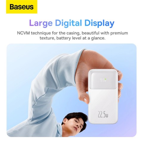 Powerbank Baseus Comet Series z wyświetlaczem 10000mAh 22.5W - biały + kabel USB-A - USB-C Powerbank Baseus Comet Series z wyświetlaczem 10000mAh 22.5W - biały + kabel USB-A - USB-C