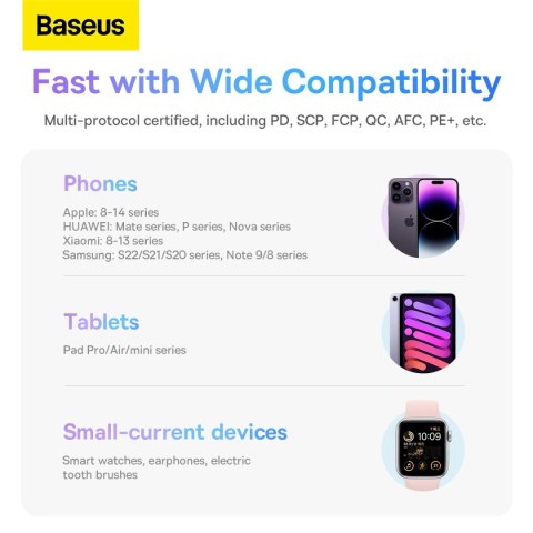 Powerbank Baseus Comet Series z wyświetlaczem 10000mAh 22.5W - biały + kabel USB-A - USB-C Powerbank Baseus Comet Series z wyświetlaczem 10000mAh 22.5W - biały + kabel USB-A - USB-C