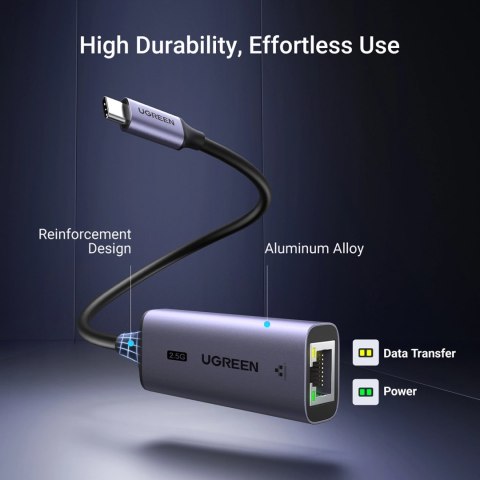 Adapter Ugreen CM648 USB-C do RJ45 Ethernet 2.5G - szary Adapter Ugreen CM648 USB-C do RJ45 Ethernet 2.5G - szary