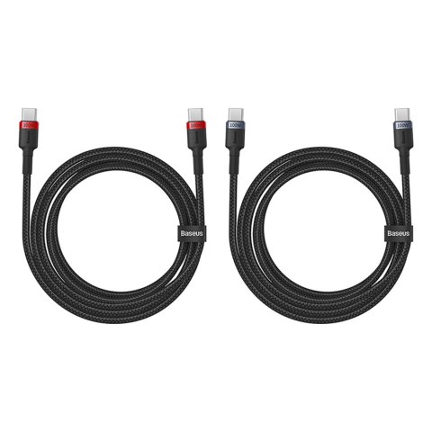 Kabel Baseus Cafule USB-C / USB-C 100W 1 m - czerwono-czarny i czarno-szary (2 szt.) Kabel Baseus Cafule USB-C / USB-C 100W 1 m - czerwono-czarny i czarno-szary (2 szt.)