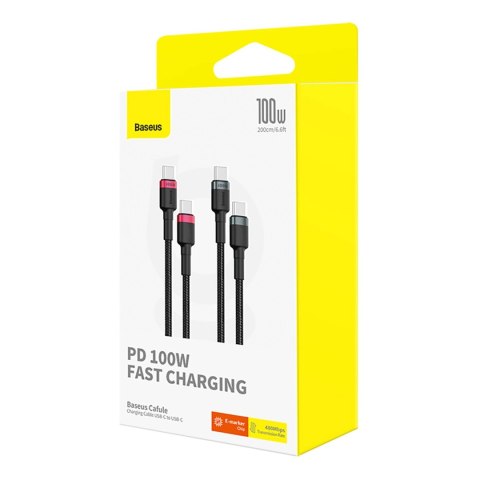Kabel Baseus Cafule USB-C / USB-C 100W 1 m - czerwono-czarny i czarno-szary (2 szt.) Kabel Baseus Cafule USB-C / USB-C 100W 1 m - czerwono-czarny i czarno-szary (2 szt.)
