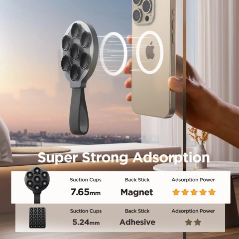 Uchwyt magnetyczny Joyroom JR-ZS393 na telefon z przyssawkami - czarny Uchwyt magnetyczny Joyroom JR-ZS393 na telefon z przyssawkami - czarny