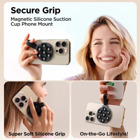 Uchwyt magnetyczny Joyroom JR-ZS393 na telefon z przyssawkami - czarny Uchwyt magnetyczny Joyroom JR-ZS393 na telefon z przyssawkami - czarny