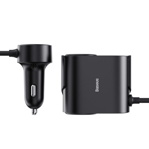 Adapter Baseus High Efficiency Pro 2x gniazdo zapalniczki z ładowarką USB-A USB-C 30W - czarny Adapter Baseus High Efficiency Pro 2x gniazdo zapalniczki z ładowarką USB-A USB-C 30W - czarny