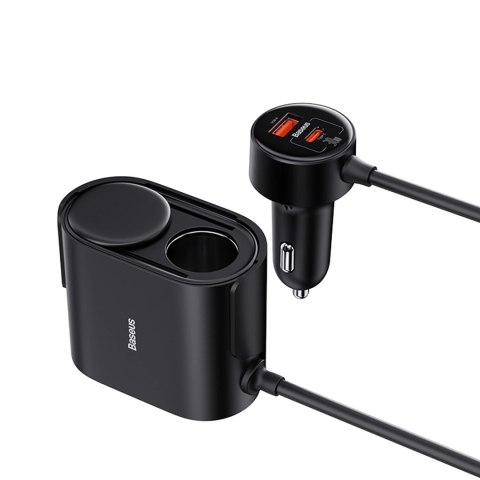 Adapter Baseus High Efficiency Pro 2x gniazdo zapalniczki z ładowarką USB-A USB-C 30W - czarny Adapter Baseus High Efficiency Pro 2x gniazdo zapalniczki z ładowarką USB-A USB-C 30W - czarny