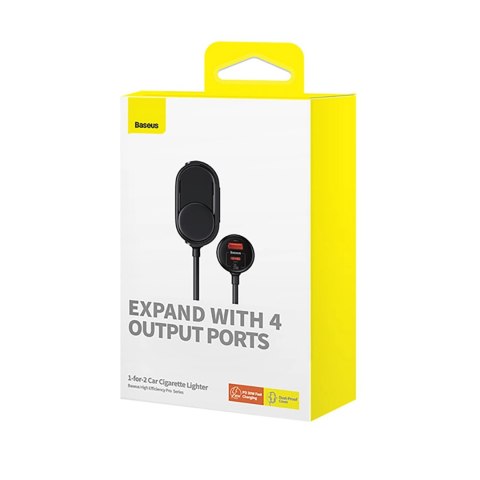 Adapter Baseus High Efficiency Pro 2x gniazdo zapalniczki z ładowarką USB-A USB-C 30W - czarny Adapter Baseus High Efficiency Pro 2x gniazdo zapalniczki z ładowarką USB-A USB-C 30W - czarny