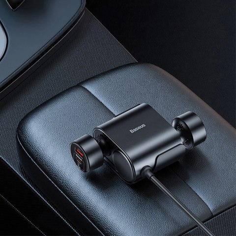 Adapter Baseus High Efficiency Pro 2x gniazdo zapalniczki z ładowarką USB-A USB-C 30W - czarny Adapter Baseus High Efficiency Pro 2x gniazdo zapalniczki z ładowarką USB-A USB-C 30W - czarny