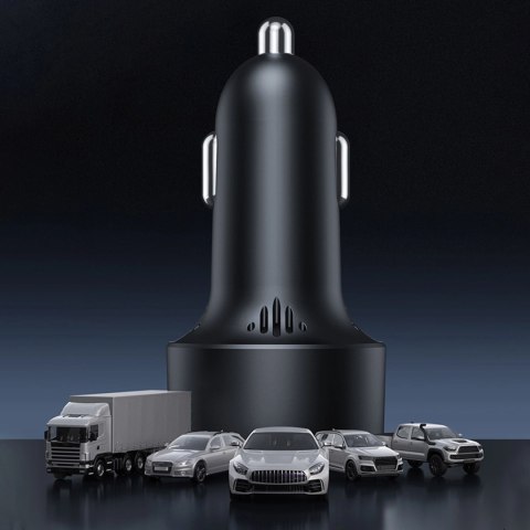 Adapter Baseus High Efficiency Pro 2x gniazdo zapalniczki z ładowarką USB-A USB-C 30W - czarny Adapter Baseus High Efficiency Pro 2x gniazdo zapalniczki z ładowarką USB-A USB-C 30W - czarny