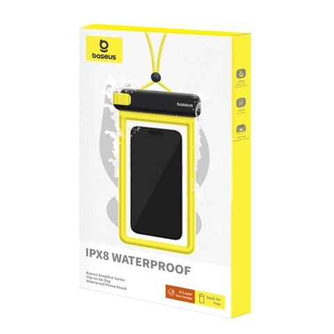 Etui Baseus DeepDive wodoodporne IPX8 z 4 warstwami uszczelnienia - czarno-żółte Etui Baseus DeepDive wodoodporne IPX8 z 4 warstwami uszczelnienia - czarno-żółte