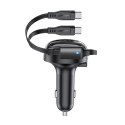 Ładowarka Acefast B13 samochodowa 53W USB-A / 2 kable rozwijane USB-C - czarna