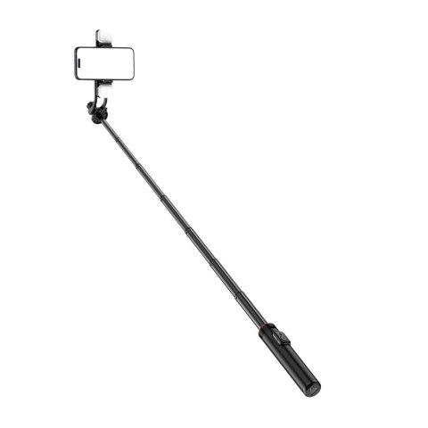 Selfie stick WC12YDS teleskopowy tripod 1.3m ze stopu aluminium z podwójną lampą i uchwytem na telefon - czarny Selfie stick WC12YDS teleskopowy tripod 1.3m ze stopu aluminium z podwójną lampą i uchwytem na telefon - czarny