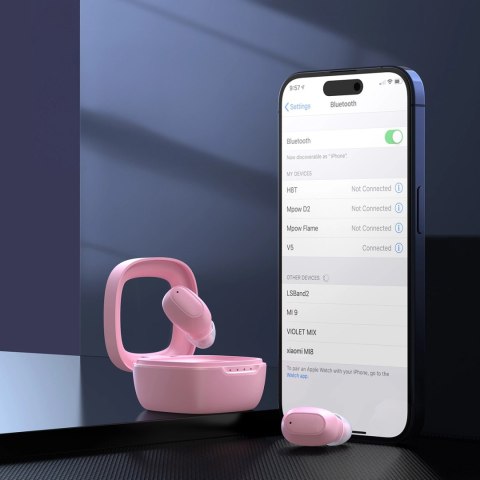 Słuchawki Choetech MEMS bezprzewodowe TWS Bluetooth 5.3 - różowe Słuchawki Choetech MEMS bezprzewodowe TWS Bluetooth 5.3 - różowe
