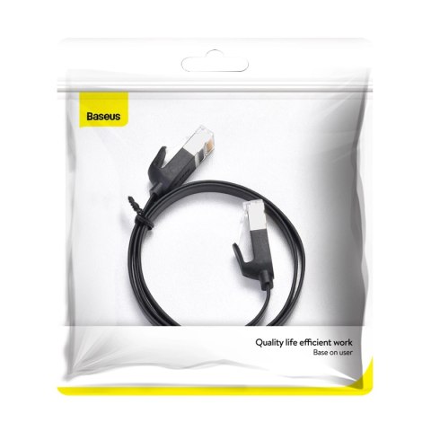Kabel Baseus High Speed sieciowy płaski Ethernet CAT6 RJ45 1m - czarny Kabel Baseus High Speed sieciowy płaski Ethernet CAT6 RJ45 1m - czarny