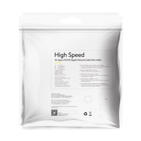 Kabel Baseus High Speed sieciowy płaski Ethernet CAT6 RJ45 1m - czarny Kabel Baseus High Speed sieciowy płaski Ethernet CAT6 RJ45 1m - czarny