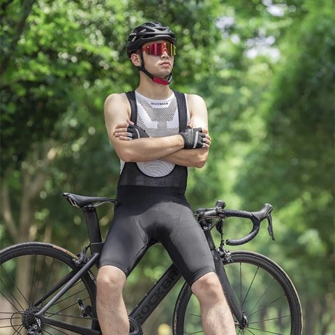 Spodenki rowerowe Rockbros RK20023XL krótkie na szelkach z wkładką XXXL - czarne Spodenki rowerowe Rockbros RK20023XL krótkie na szelkach z wkładką XXXL - czarne