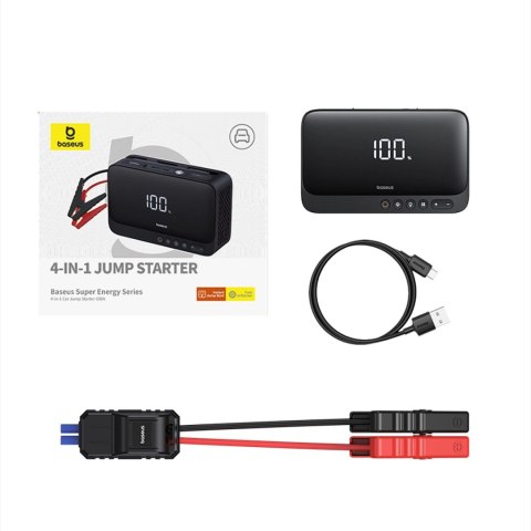 Jump starter Baseus Super Energy BS-CH013 4w1 600A z latarką / powerbankiem 6000mAh / kompresorem - czarny Jump starter Baseus Super Energy BS-CH013 4w1 600A z latarką / powerbankiem 6000mAh / kompresorem - czarny