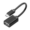 Kabel Ugreen US133 10396 micro USB (męski) / USB-A (żeński) OTG płaski 0.15m - czarny Kabel Ugreen US133 10396 micro USB (męski) / USB-A (żeński) OTG płaski 0.15m - czarny