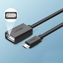 Kabel Ugreen US133 10396 micro USB (męski) / USB-A (żeński) OTG płaski 0.15m - czarny Kabel Ugreen US133 10396 micro USB (męski) / USB-A (żeński) OTG płaski 0.15m - czarny