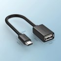 Kabel Ugreen US133 10396 micro USB (męski) / USB-A (żeński) OTG płaski 0.15m - czarny Kabel Ugreen US133 10396 micro USB (męski) / USB-A (żeński) OTG płaski 0.15m - czarny
