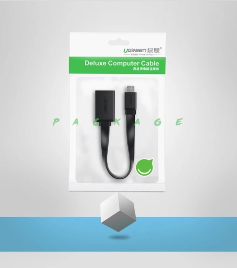 Kabel Ugreen US133 10396 micro USB (męski) / USB-A (żeński) OTG płaski 0.15m - czarny Kabel Ugreen US133 10396 micro USB (męski) / USB-A (żeński) OTG płaski 0.15m - czarny