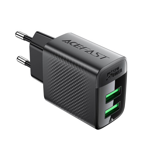 Ładowarka Acefast A86 sieciowa 2x USB-A 12W - czarna Ładowarka Acefast A86 sieciowa 2x USB-A 12W - czarna