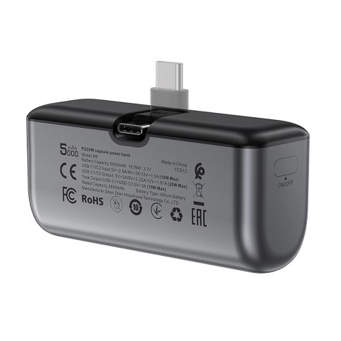 Powerbank Acefast M9 5000mAh USB-C (męski) / USB-C (żeński) PD 20W - czarny Powerbank Acefast M9 5000mAh USB-C (męski) / USB-C (żeński) PD 20W - czarny