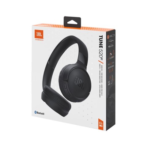 Słuchawki JBL Tune 520BT bezprzewodowe nauszne Bluetooth 5.3 - czarne Słuchawki JBL Tune 520BT bezprzewodowe nauszne Bluetooth 5.3 - czarne