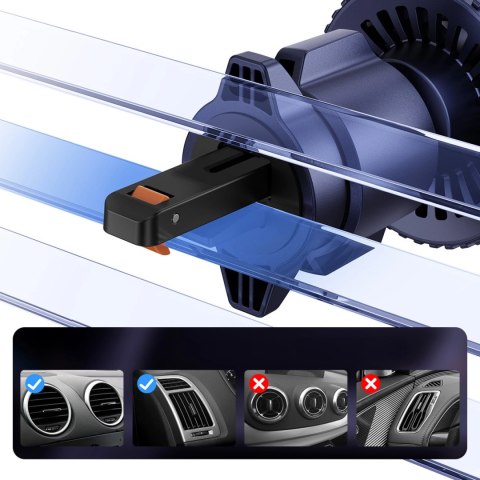 Uchwyt Baseus MagPro BS-CW04 samochodowy z ładowarką indukcyjną Qi2.0 15W na kratkę nawiewu - czarny Uchwyt Baseus MagPro BS-CW04 samochodowy z ładowarką indukcyjną Qi2.0 15W na kratkę nawiewu - czarny