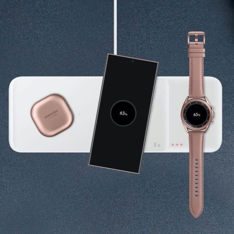 Ładowarka Samsung Trio EP-P6300TWEGEU indukcyjna 3w1 do telefonu / Galaxy Watch / Buds - biała + ładowarka sieciowa + kabel Ładowarka Samsung Trio EP-P6300TWEGEU indukcyjna 3w1 do telefonu / Galaxy Watch / Buds - biała + ładowarka sieciowa + kabel