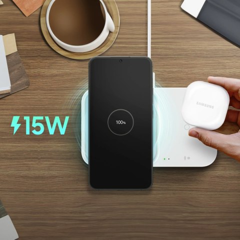 Ładowarka Samsung Wireless Charger Duo EP-P5400TWEGEU indukcyjna 15W - biała + ładowarka sieciowa + kabel Ładowarka Samsung Wireless Charger Duo EP-P5400TWEGEU indukcyjna 15W - biała + ładowarka sieciowa + kabel
