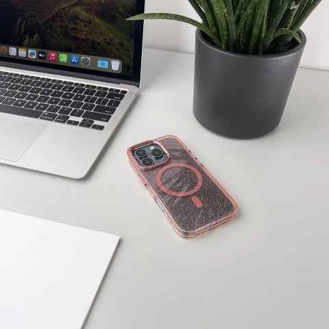 Etui Glitter Case MagSafe na iPhone 16 Plus - różowe z brokatem Etui Glitter Case MagSafe na iPhone 16 Plus - różowe z brokatem