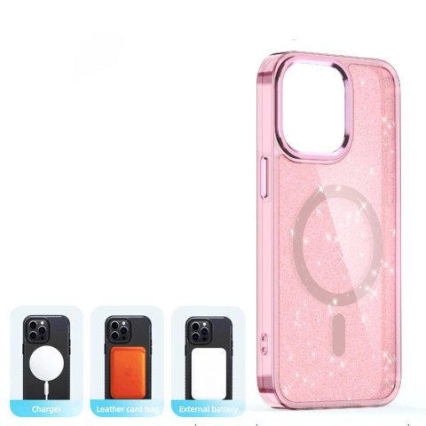 Etui Glitter Case MagSafe na iPhone 16 Pro Max - różowe z brokatem Etui Glitter Case MagSafe na iPhone 16 Pro Max - różowe z brokatem