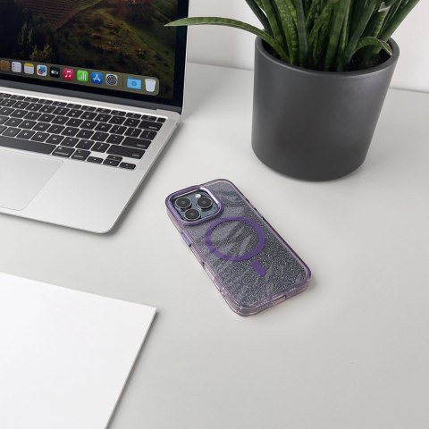 Etui Glitter Case MagSafe na iPhone 16 Pro - fioletowe z brokatem Etui Glitter Case MagSafe na iPhone 16 Pro - fioletowe z brokatem