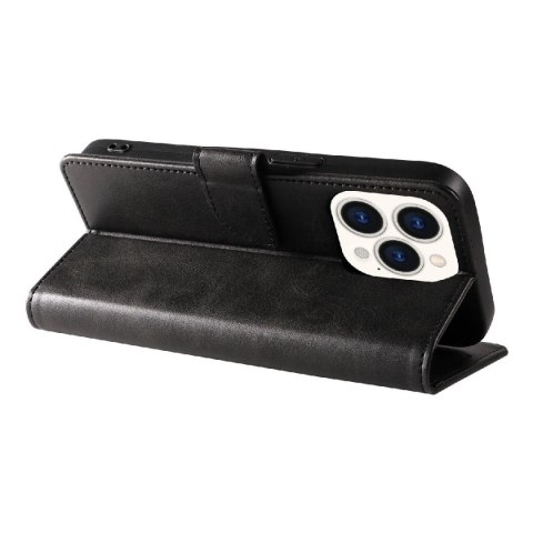 Etui Leather Book Case na iPhone 16 Pro - czarne Etui Leather Book Case na iPhone 16 Pro - czarne