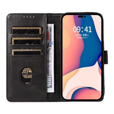 Etui Leather Book Case na iPhone 16 Pro - czarne Etui Leather Book Case na iPhone 16 Pro - czarne