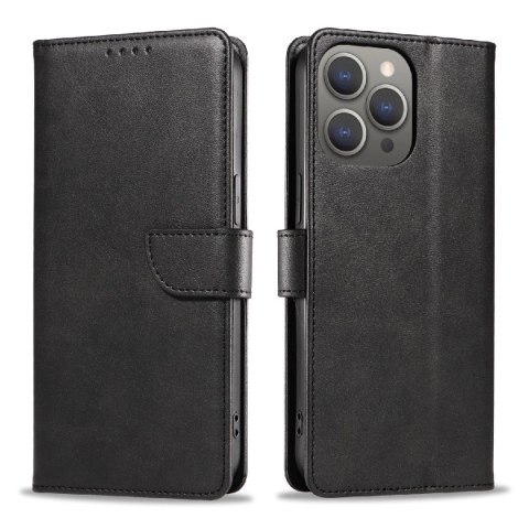 Etui Leather Book Case na iPhone 16 - czarne Etui Leather Book Case na iPhone 16 - czarne