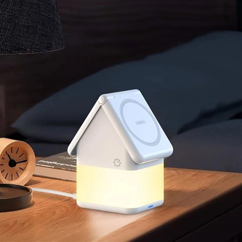 Ładowarka indukcyjna Duzzona W20 15W 4w1 do iPhone / AirPods / Apple Watch z lampką nocną - biała Ładowarka indukcyjna Duzzona W20 15W 4w1 do iPhone / AirPods / Apple Watch z lampką nocną - biała