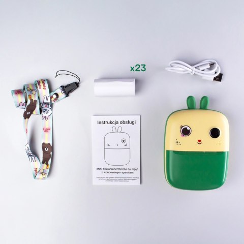 Mini drukarka termiczna dla dzieci z aparatem fotograficznym i kamerą - zielona Mini drukarka termiczna dla dzieci z aparatem fotograficznym i kamerą - zielona