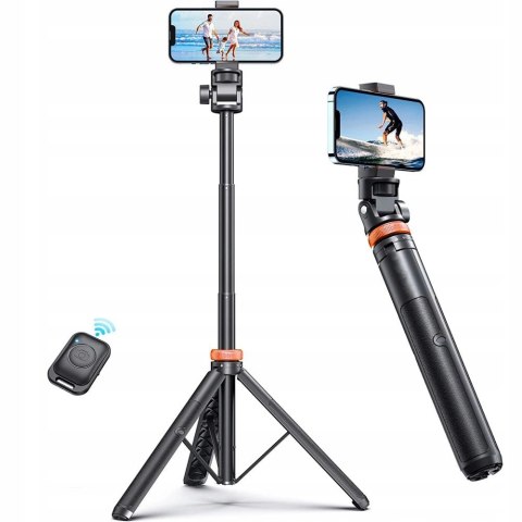 Selfie stick Tech-Protect L03S Bluetooth z pilotem, tripodem do 148cm i głowicą 180 - czarny Selfie stick Tech-Protect L03S Bluetooth z pilotem, tripodem do 148cm i głowicą 180 - czarny