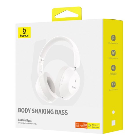 Słuchawki bezprzewodowe Baseus Bass 30 Max nauszne Bluetooth 5.3 - białe Słuchawki bezprzewodowe Baseus Bass 30 Max nauszne Bluetooth 5.3 - białe