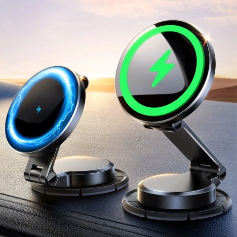 Uchwyt Joyroom JR-ZS408 magnetyczny z ładowarką indukcyjną 15W na kokpit samochodowy - czarny Uchwyt Joyroom JR-ZS408 magnetyczny z ładowarką indukcyjną 15W na kokpit samochodowy - czarny
