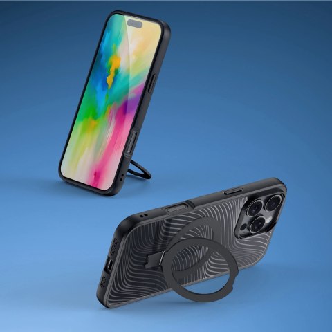 Etui Dux Ducis Aimo Mag z MagSafe i podstawką na iPhone 16 Pro - czarne Etui Dux Ducis Aimo Mag z MagSafe i podstawką na iPhone 16 Pro - czarne
