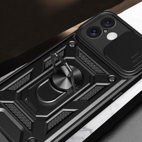 Etui Hybrid Armor Camshield na iPhone 16 pancerne z osłoną na aparat z podstawką - czarne Etui Hybrid Armor Camshield na iPhone 16 pancerne z osłoną na aparat z podstawką - czarne