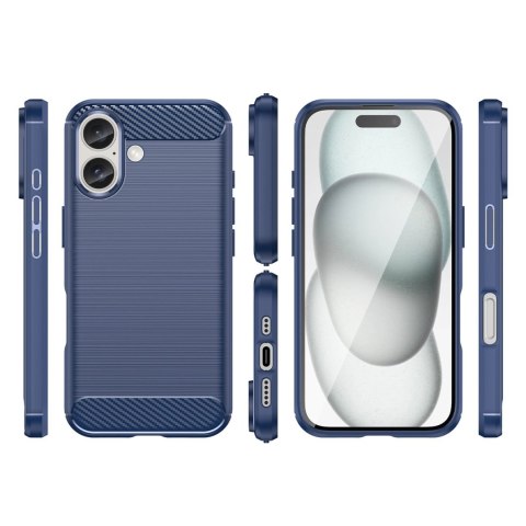 Etui silikonowe Carbon Case do iPhone 16 Plus - niebieskie Etui silikonowe Carbon Case do iPhone 16 Plus - niebieskie
